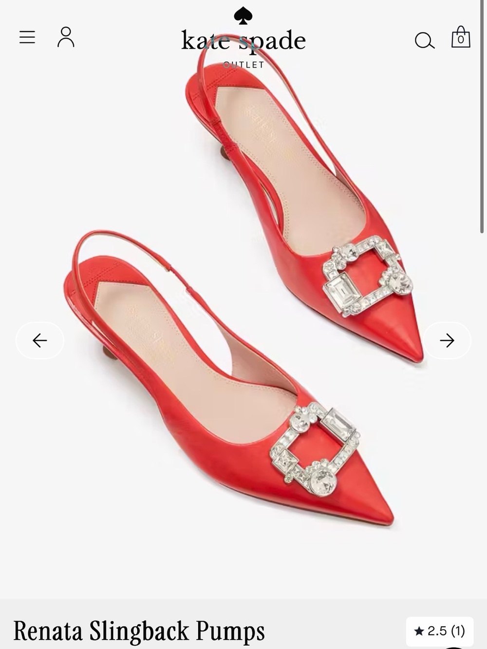 kate spade Red Pointed-Toe Slingback Pumps with Crystal Buckle